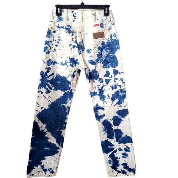 Wrangler 7x32 Straight Leg Hand Bleached Upcycled Jeans 100% Cotton - Picture 4 of 6